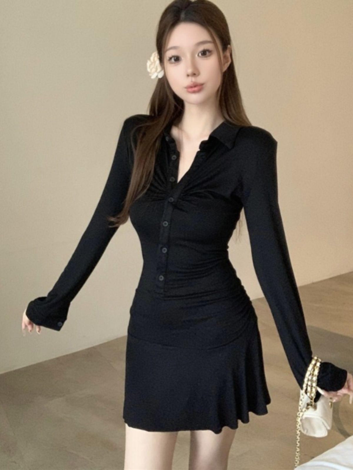 French black dress children s autumn new imperial sister autumn wear waist and hip skirt ins S
