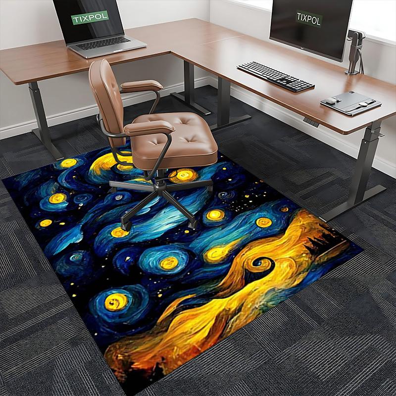 1pc Van Gogh Starry Night Office Chair Mat - Non-Slip Carpet for Desk, Festive Gift Idea, Suitable for Home Decor, Living Room, Bedroom, Game Room.P08