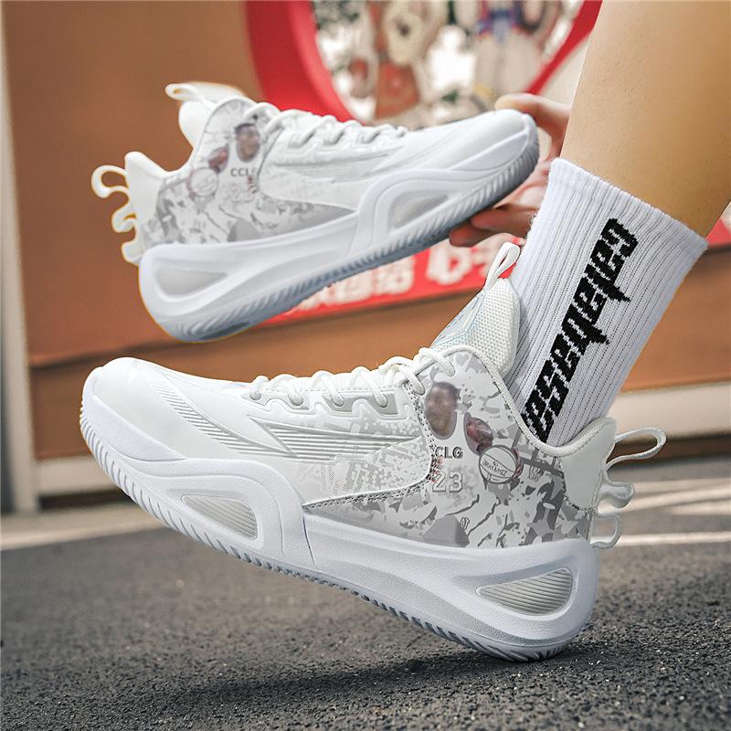 Low-top soft sole cushioning rebound sports shoes outdoor cement floor actual combat non-slip and wear-resistant basketball shoes