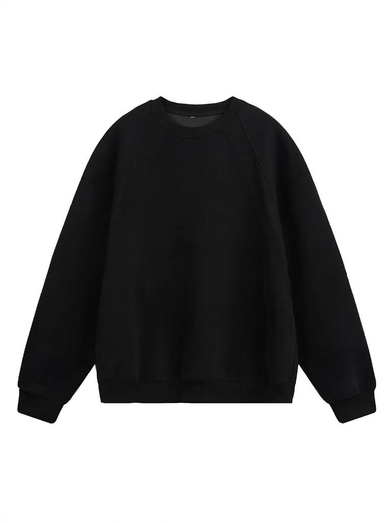 Men's Heavyweight Boxy Sweatshirt: Spring/Autumn Casual Round Neck, Drop Shoulder, Long Sleeve, Premium Feel.