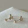 BettyU 14k Gold Pearl & Cognac Mini 2mm Mini Gold Piercing