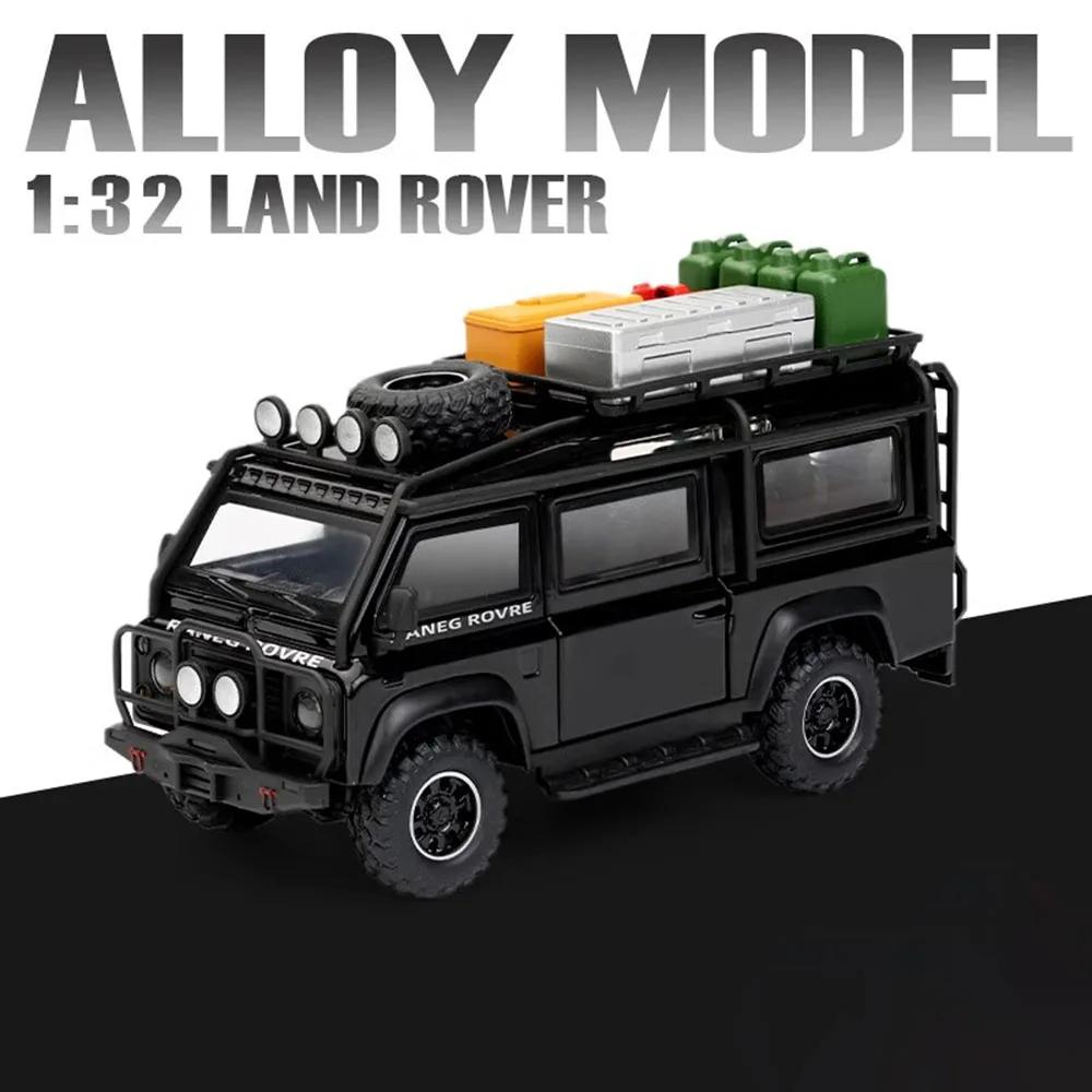 1:32 Land Rover Defender Range Rover Car Model Toy Shock Absorption Pull Back Off-road Vehicle Sound Light Gifts for Kids