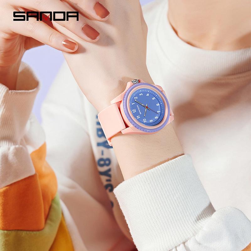 Sanda Unisex Waterproof Quartz Watch for Students - Simple, Versatile Design for School and Exams