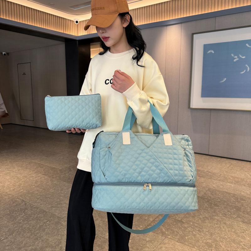 Shoe Warehousing Model for Going Out Large Capacity Portable Travel Bag Dry Wet Separation Sports Gym Bag Two-piece Set Can Be Used To Pull Rod