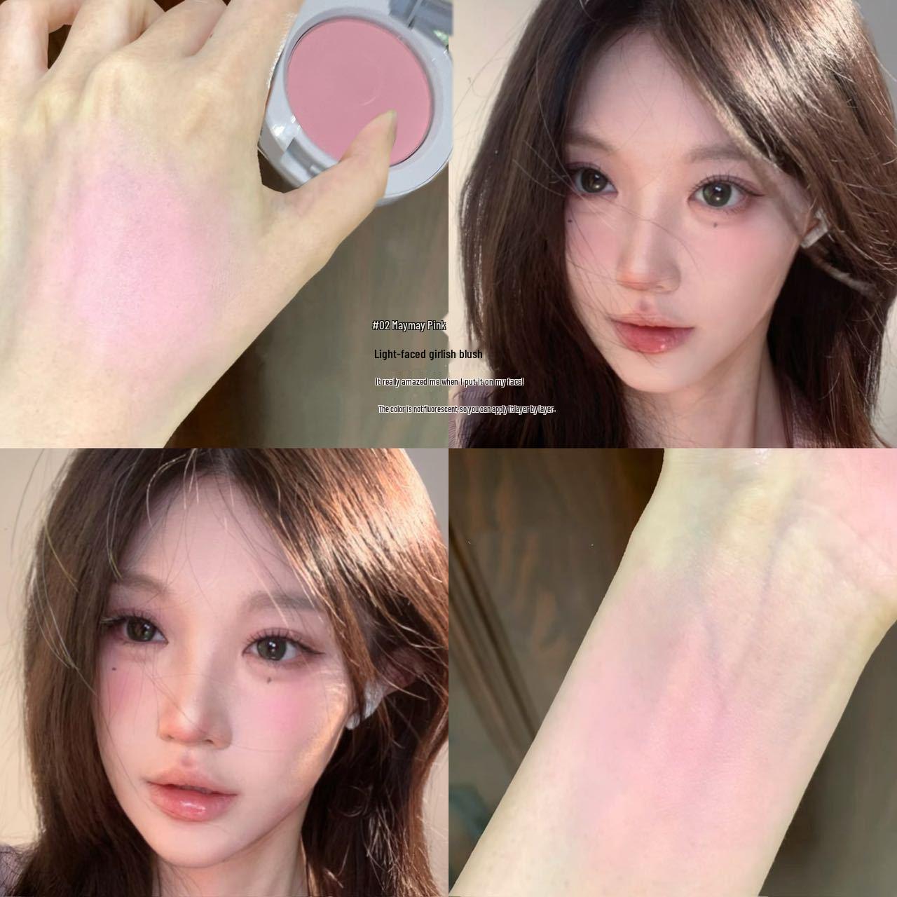 Korean Style Low Saturation Pink Purple Blush Palette - Fine Texture Eyeshadow with Watery Finish, Brightens Skin for a Youthful Look