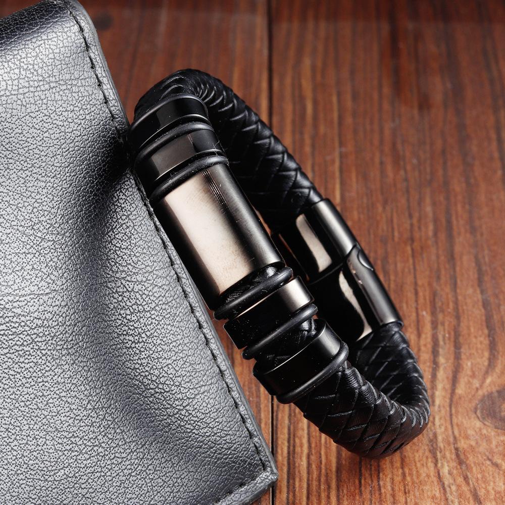 Black Leather Rope Cowhide Men's Student Leather Woven Bracelet Handmade Multilayer Leather Bracelet 2026