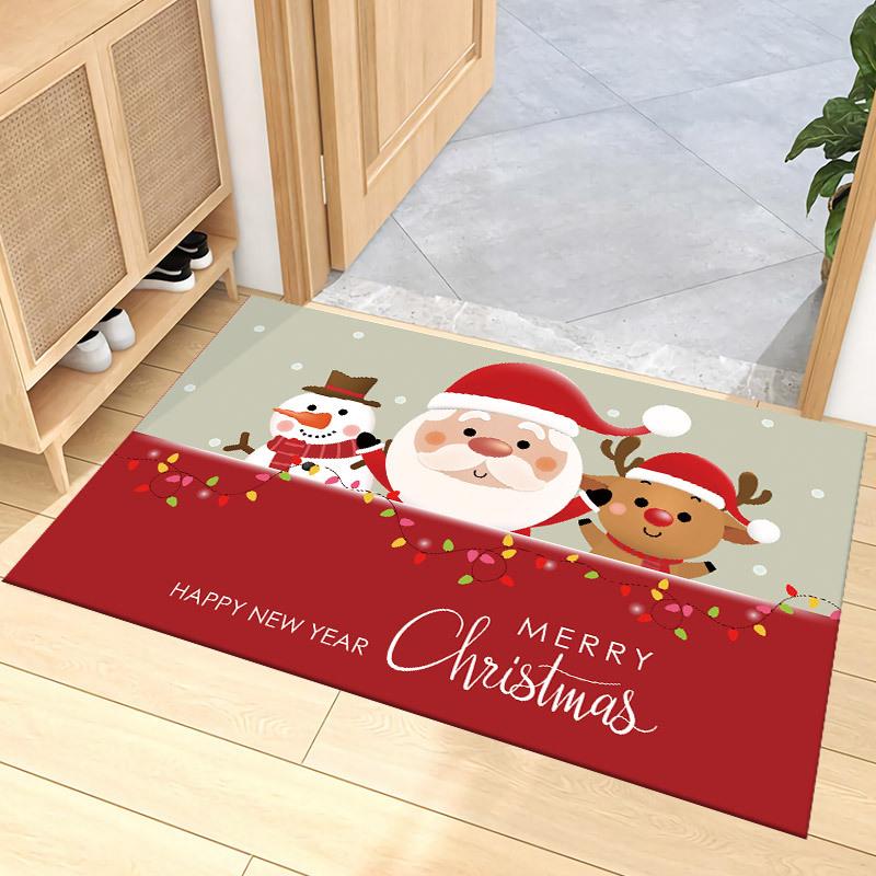 

Christmas Cartoon Carpet Mat Rug Santa Reindeer Home Decoration Festive Entryway Decor Floor Mat with Merry Christmas Greeting 40X60CM