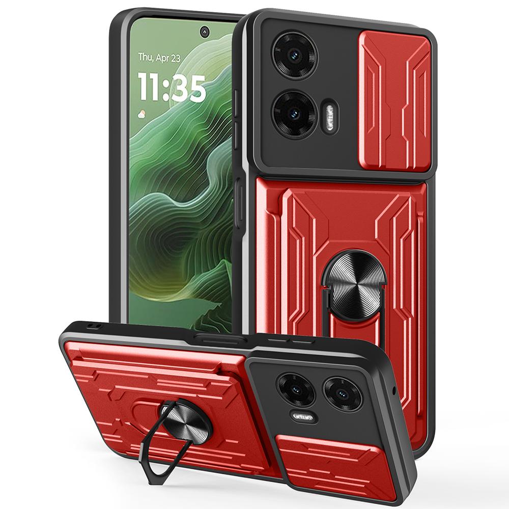 Pro Motorola Moto G35 5G Pouzdro PC+TPU Stojánek Kryt zadní strany telefonu s posuvníkem na fotoaparát