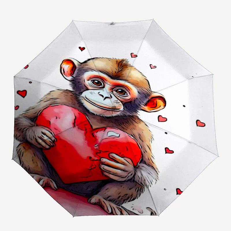1pcAnimals cats monkeys cute turtles Umbrella Portable Folding Umbrella Iron Frame Hole Bone Structure Outdoor Home Umbrella