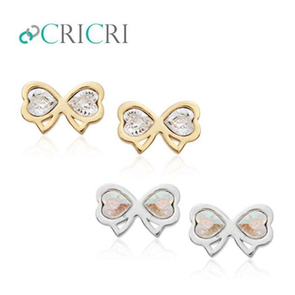 

Cricri Crystal Crafted Ribbon Silver Pin Earrings Silver