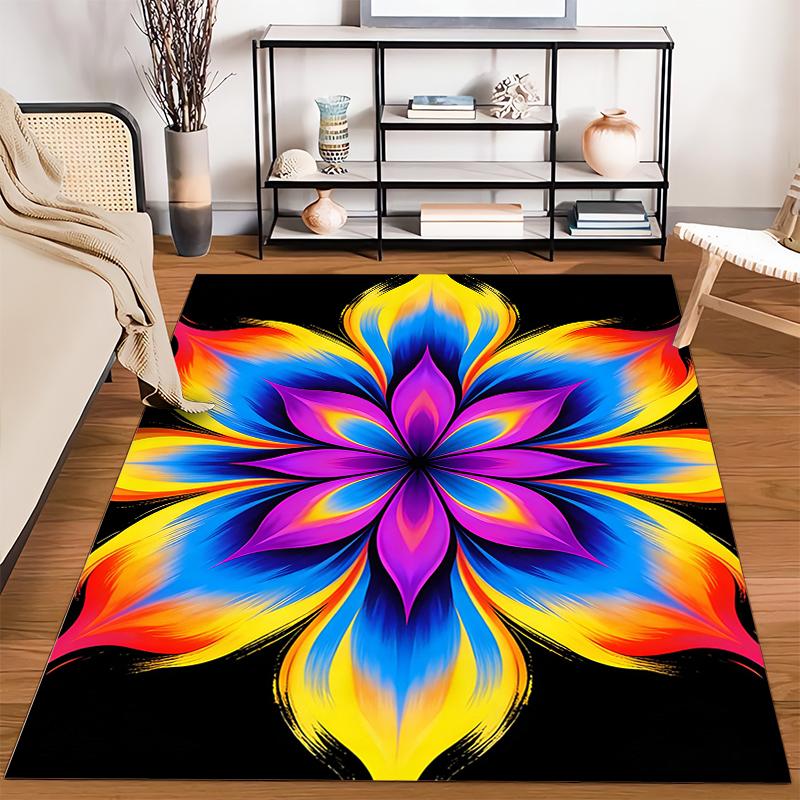 Colorful Abstract Flower Petal Pattern Carpet - Home Decor Art Rug Suitable for use as an anti-slip for living room bedroom sofas