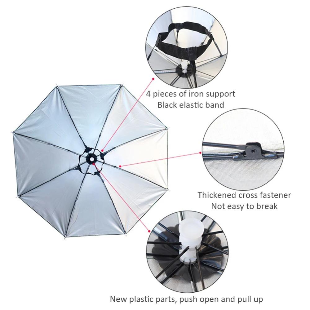 Double-layer Windproof Fishing Umbrella Hat Waterproof Head Umbrella Hat Umbrella Cap Unisex