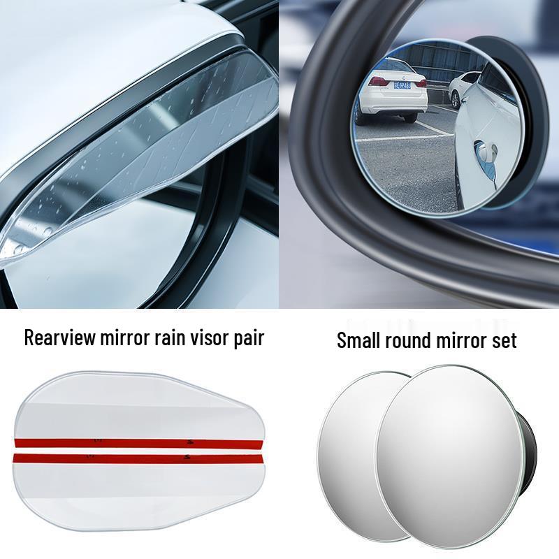 Waterproof Rearview Mirror Rain Guard with Extended Small Round Mirror