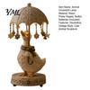 Cute Animal Sculpture Lamp Rotating Umbrella Lamp, Resin Holding Vintage Sculpture, Shape Bedside Light Tabletop Cat Dog Goose Figurine for