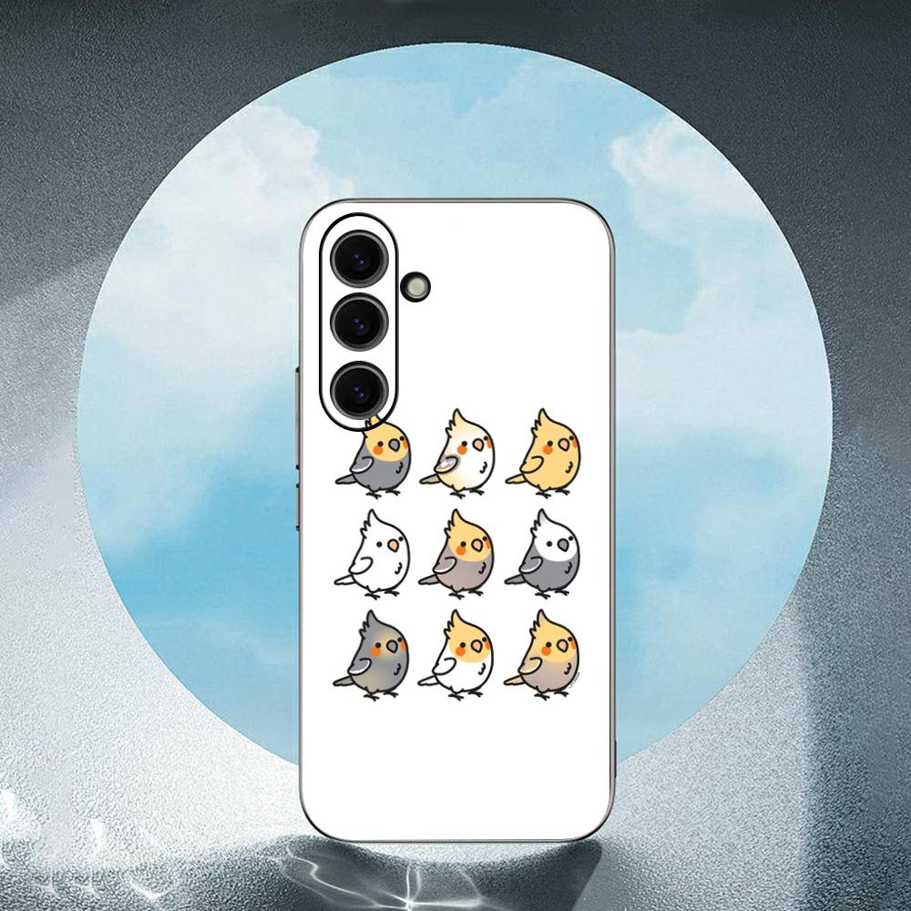 Cartoon Parrot Luxury Black Phone Case For Samsung Galaxy S23 S24 S25 Ultra S22 Plus S21
