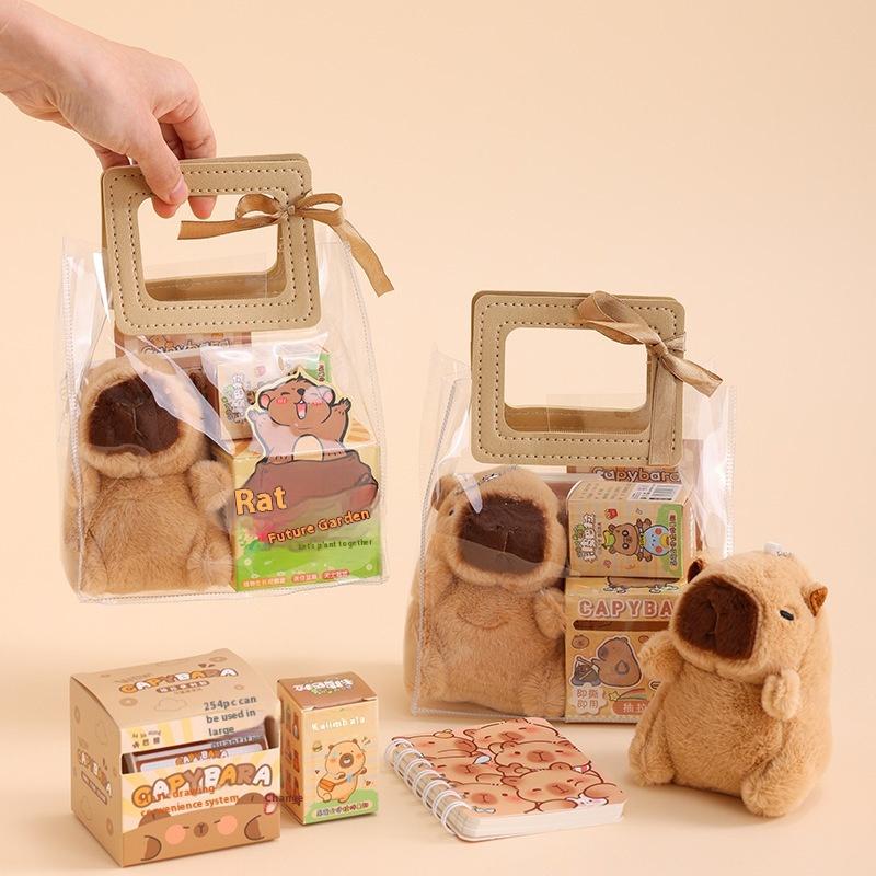 1 Set Pen Stickers Notebook Plush Pendants Handbag Final Prizes Stationery Gift Bag For Students Kawaii Capybara Stationery Kit