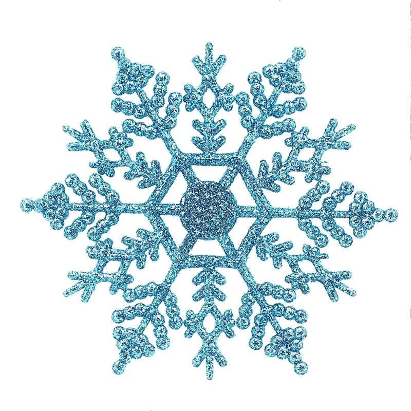 12 Stück 10cm Goldpulver Kunststoff Schneeflocken Partyzubehör Winter Dekor Ornamente Weihnachtsbaumdekorationen für Zuhause Schnee