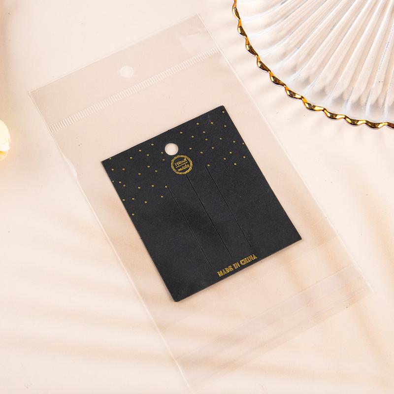 50Pcs Collection Gold Lettering On Black Background  Paper Card Hair Accessories Dispaly Card