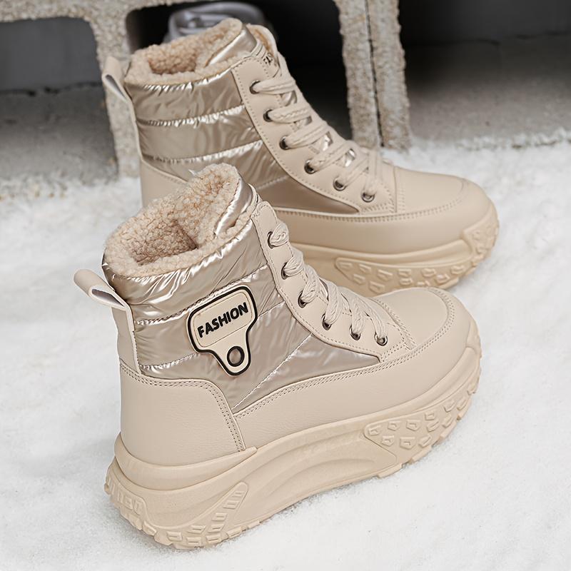 Women's High-Top & Ankle-Length Winter Snow Boots Warm Faux Cover Upper Plush Lining & Non-Slip PVC Sole Versatile for Outdoor Lace-Up Boots