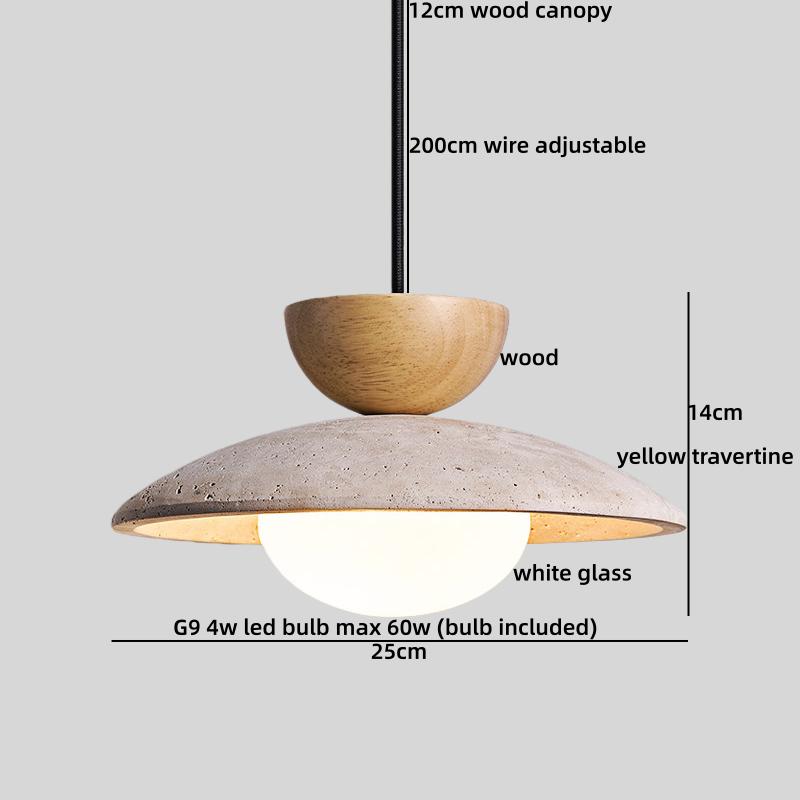 IWHD Wabi Sabi Stil LED Pendelleuchte Möbel Wohnzimmer Schlafzimmer Zubehör Gelber Travertin Hängeleuchte Hängeleuchte