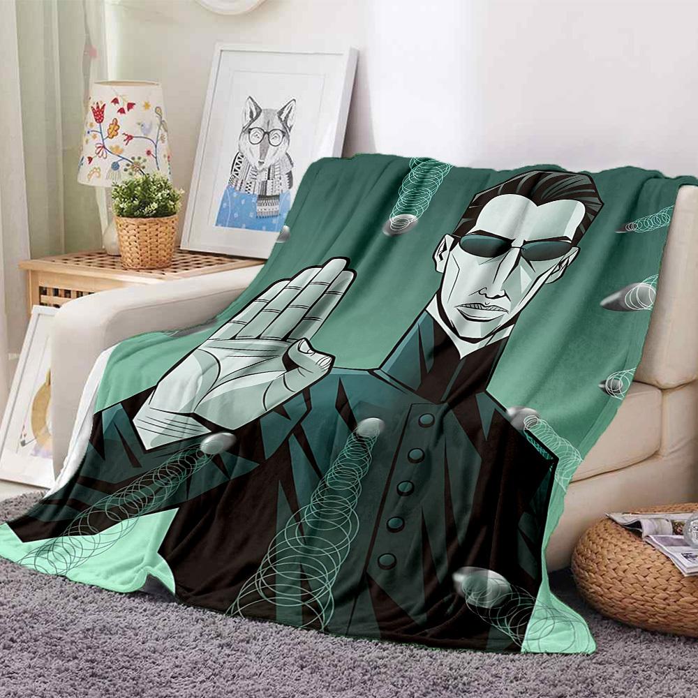 1pc The Matrix Flannel Throw Blanket - HD Printed Lightweight Soft Warm All-Season Blanket for Sofa, Bed, Travel, Camping 011