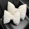 Fashion Ins Puff Cotton White Car Seat Cushion Cover Women Car Accessories Steering Wheel Cover Universal Auto Neck Waist