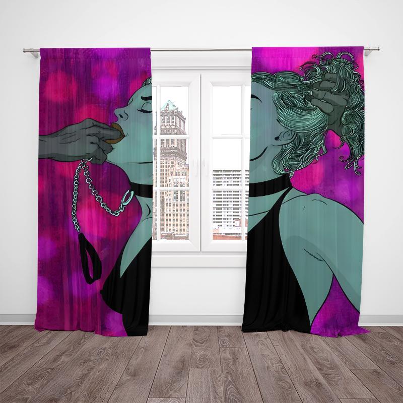 2 st - Alla hjärtans dag karaktärstryck - Tryckt gardin - Polyestermaterial - Lämplig för sovrum, vardagsrum, arbetsrum,