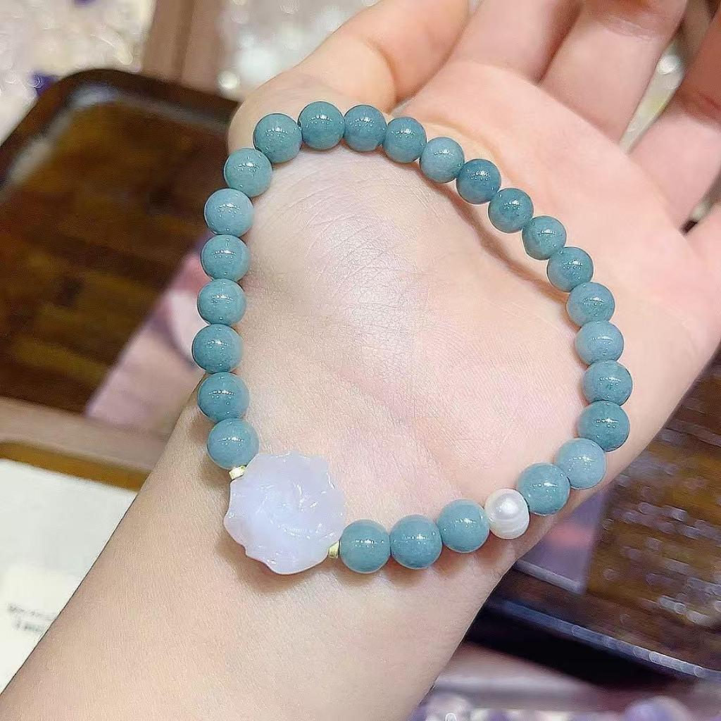 Blue Jade & Agate Flower Beaded Bracelet - Simple, Exquisite, Versatile Women's Fashion Jewelry