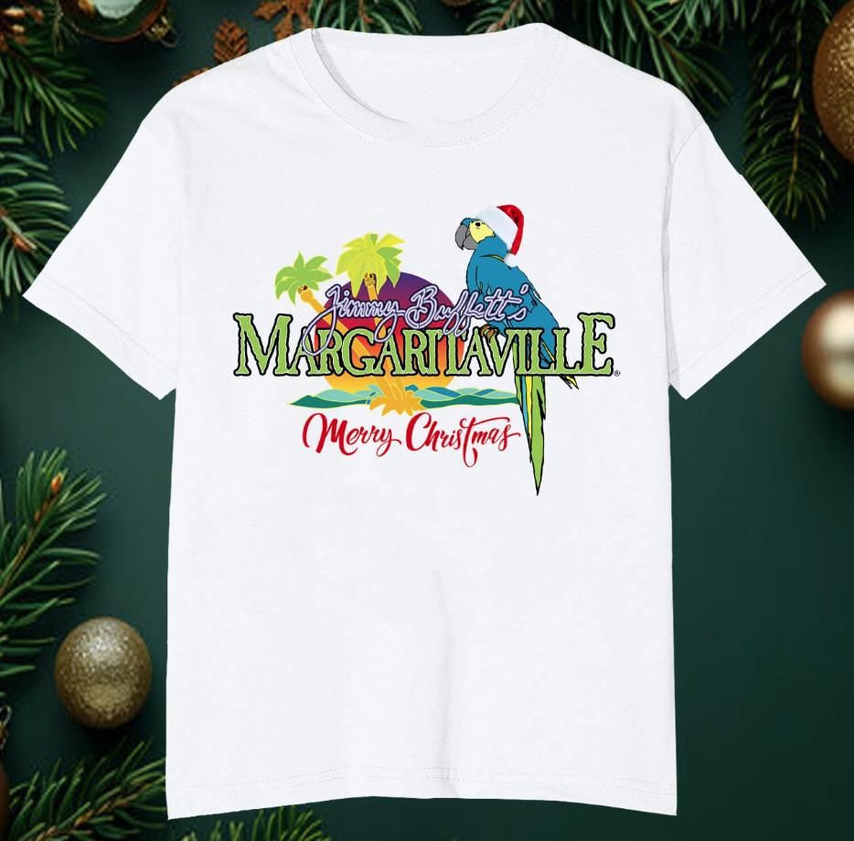 Jimmy Buffett Margaritaville Merry Christmas Santa White All Size T Shirt