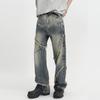 VOGUO RELAY Unisex Loose Straight Frayed Hem Jeans