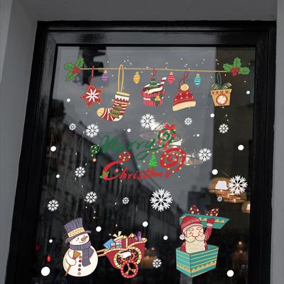 Weihnachtsdekorationen Weihnachtsbaum Statische Glasaufkleber Atmosphäre Szenenlayout Fensterglocken Anhänger Kassettenaufkleber