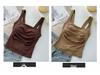Korean Ruffled Spaghetti Strap Women's Tank with Chest Pads - Sexy Backless Slimming Base Layer