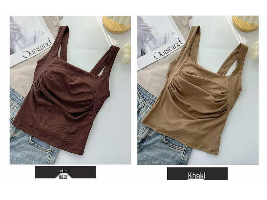 Korean Ruffled Spaghetti Strap Women's Tank with Chest Pads - Sexy Backless Slimming Base Layer