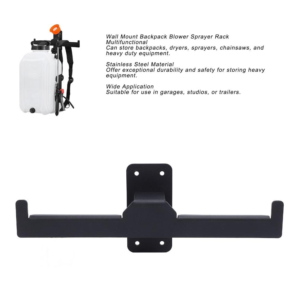 2pcs Iron Sprayer Rack Black Storage Holder Wall Mount Backpack Blower Rack  Indoor Storage