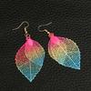 Ethnic Hollow Colorful Leaf Pendant Drop Women Statement Hook Earrings Jewelry