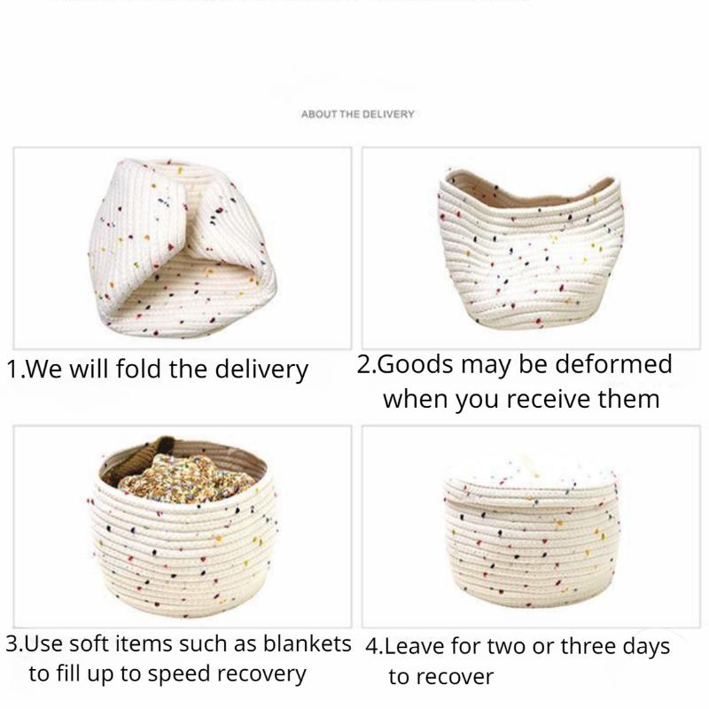 Kreslený kulatý látkový úložný kbelík na hračky Stolní tkaný úložný koš Úložný box na občerstvení