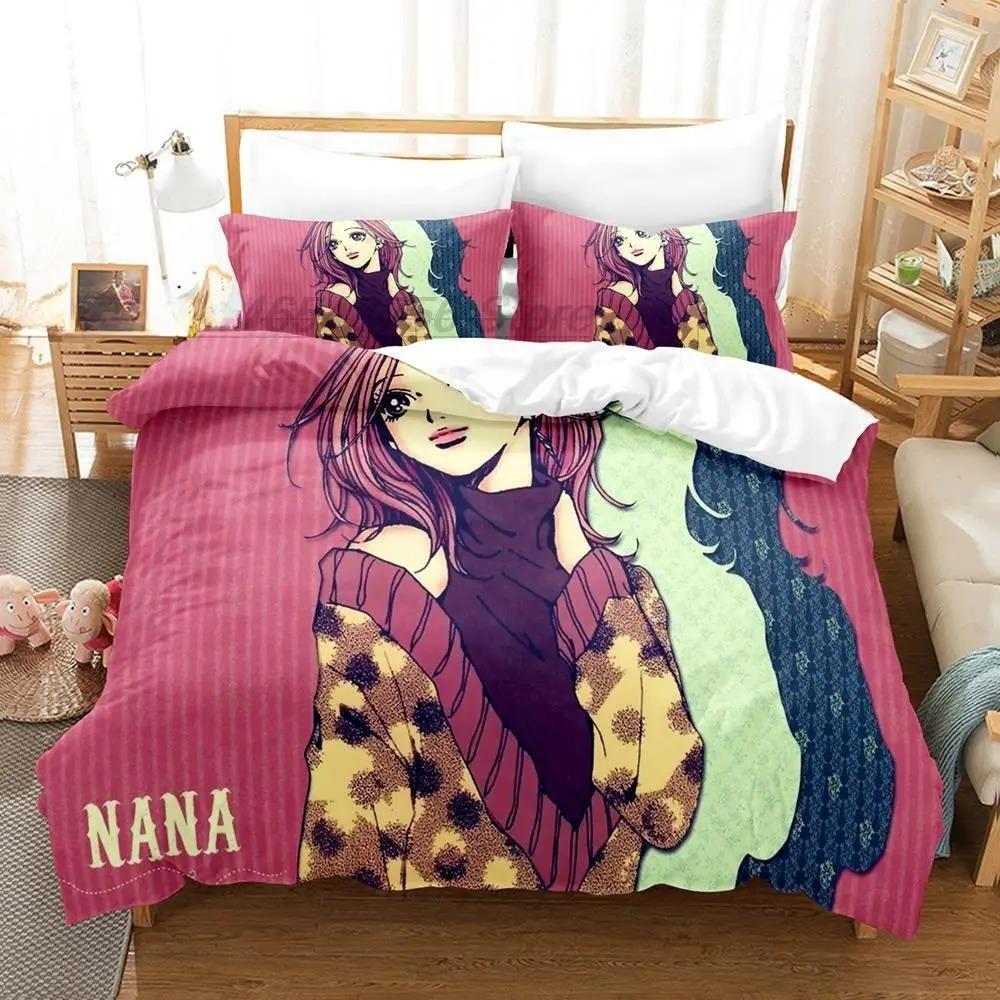 Kawaii Girls NANA Bedding Set Single Twin Full Queen King Size Bed Set Adult Kid Bedroom Duvet Cover Sets 3D Anime