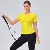 Women Slim Fit Yoga Short Sleeve T-shirt High Elastic Quick Dry Round Neck Top Breathable Slimming Gym Sports Running Shirt
