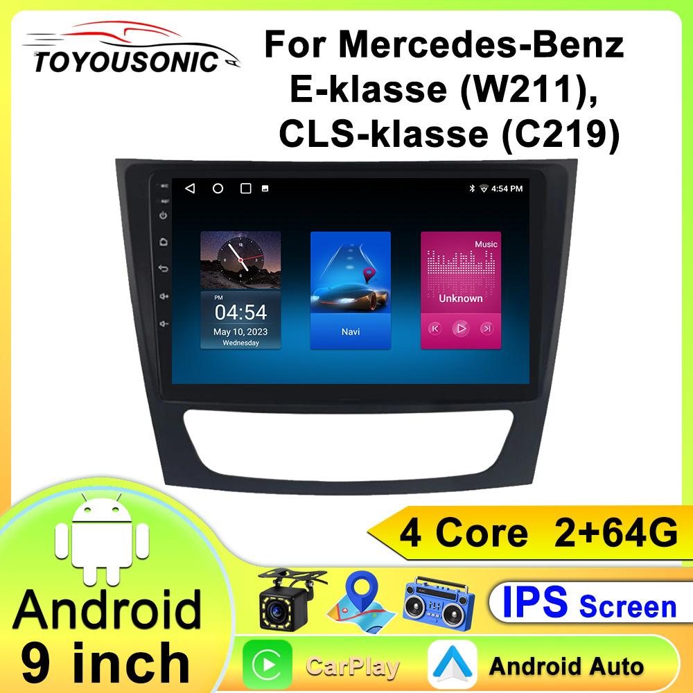 

For Mercedes-Benz E-klasse (W211), CLS-klasse (C219) Navigation GPS Android Car Radio Multimedia Player Stereo wifi+4G Carplay auto video 4 core-2+64gb чорний