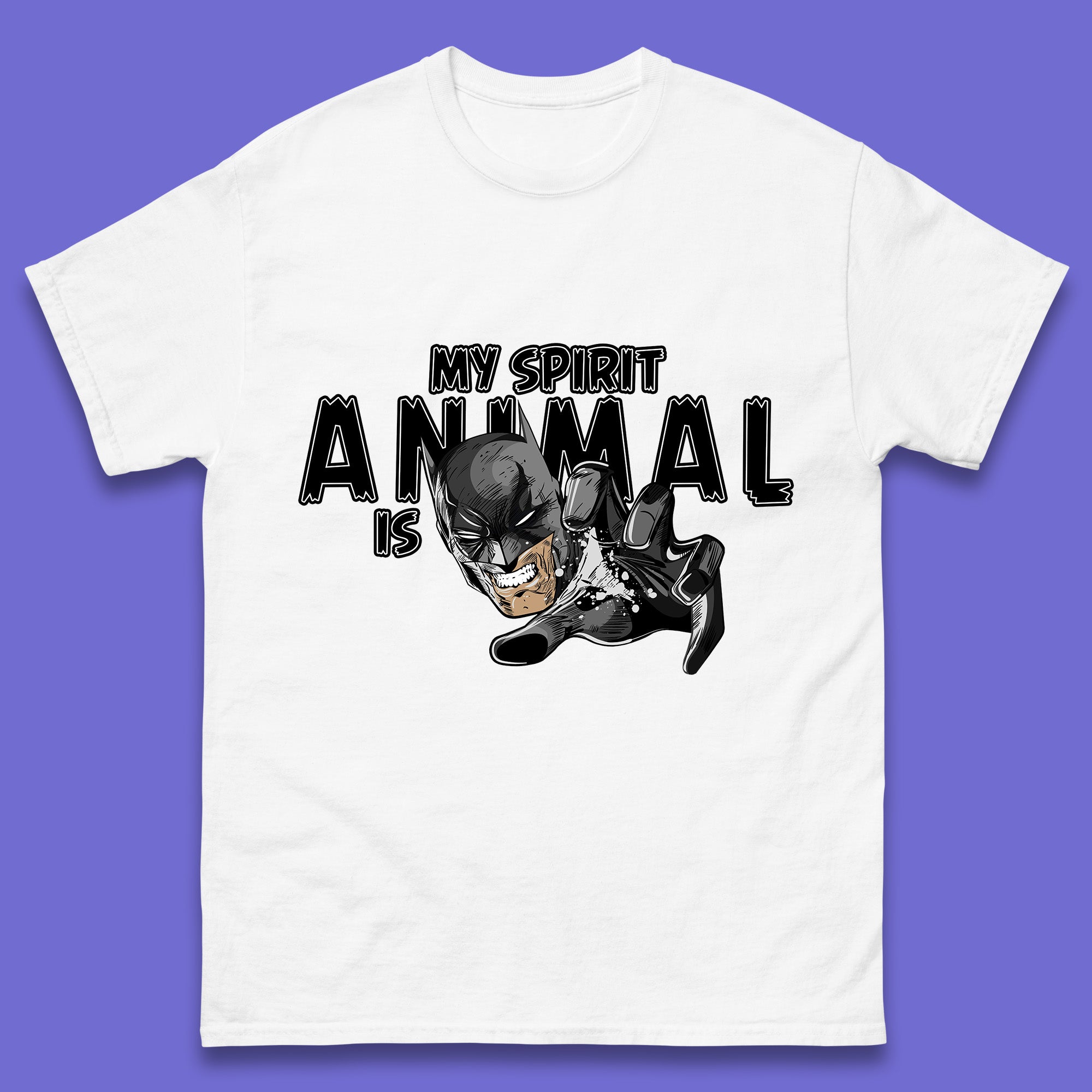 

My Spirit Animal Is Batman Funny DC Comics Humor Statement Superhero DC Movie Character Mens Tee Top S
