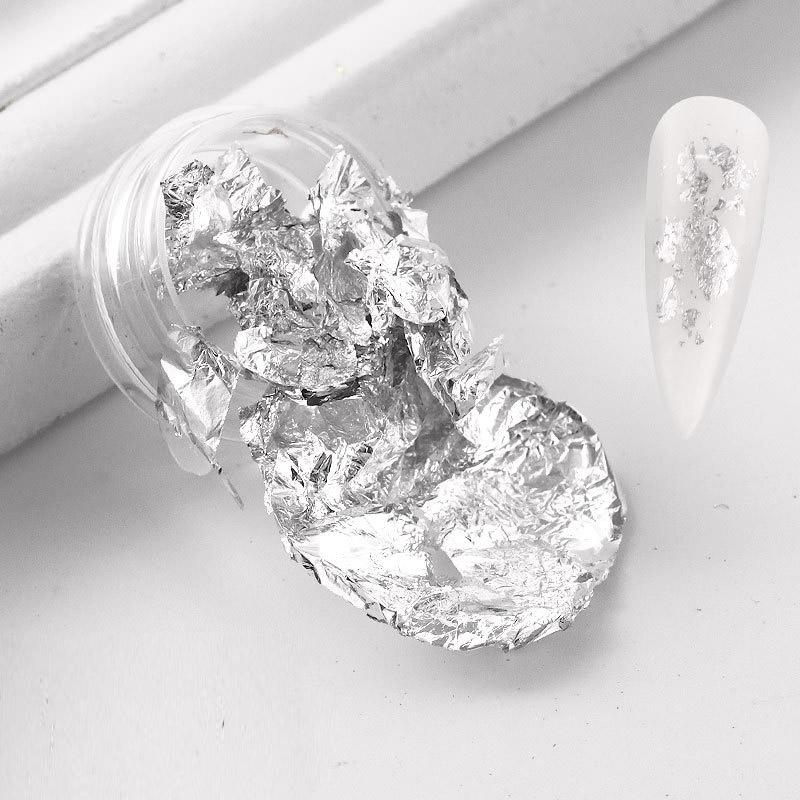1 PC Sparkly Foil Nails Sequins Irregular Aluminum Gold Design Set Nail Glitter Flakes Gel DIY Manicure Accessories