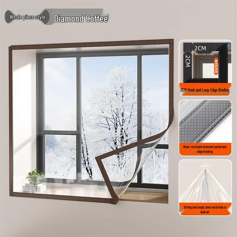 Windproof Transparent Insulation Film for Doors & Windows - No-Drill Seal, Cold Protection, Anti-Freezing Curtain