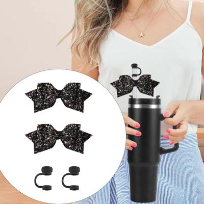 2 Pieces Covers Cap with Bow Decor Dustproof Tumbler Accessory Cup Accessories Tip for
