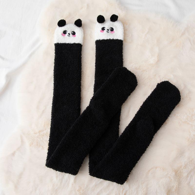 

Japanese Cute High Knee Socks Children Coral Fleece Autumn And Winter Thickened Ins Home Confinement Socks Sleep Stockings one size fits all чорний