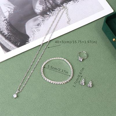 Set di Gioielli di Lusso da Donna Anello Collana Orecchini Bracciale Femminile Casual da Donna