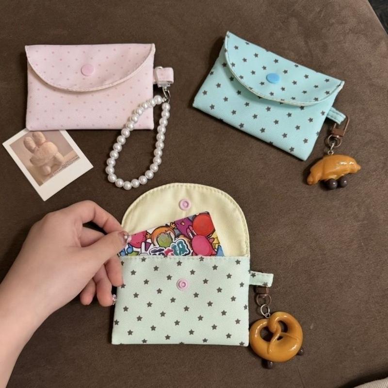 Cute Dot Star Coin Purse Mini Wallet Card Organizer Small Money Bag for Student Bus Bank ID Credit Cards Case