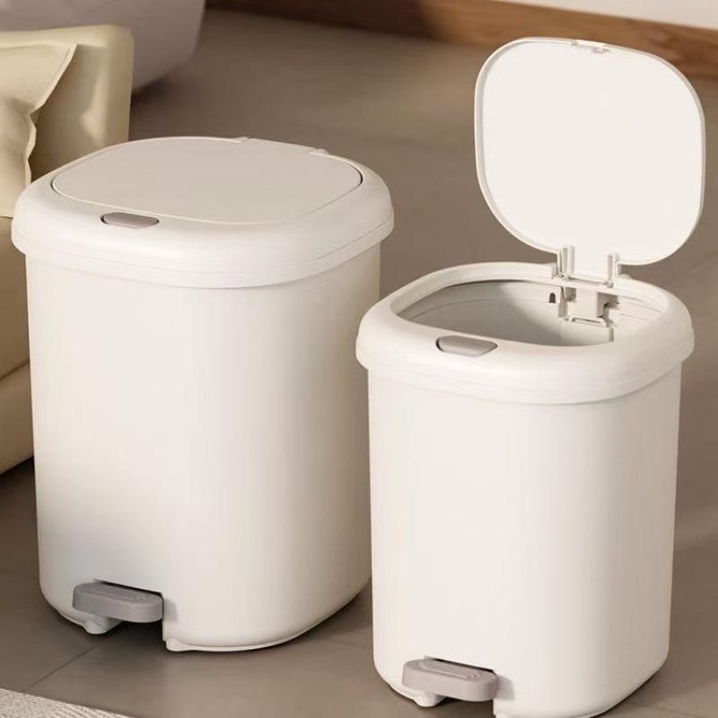 Cream Pedal Trash Can for Home, Kitchen, Bedroom & Bathroom - Large Capacity