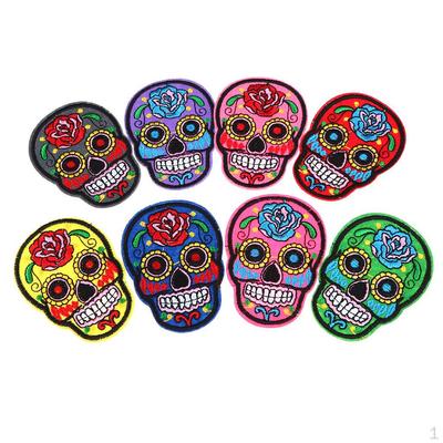 8 Stück Zuckerschädel-/Nähstoff-Aufnäher mit Aufnäher „The Dead“.