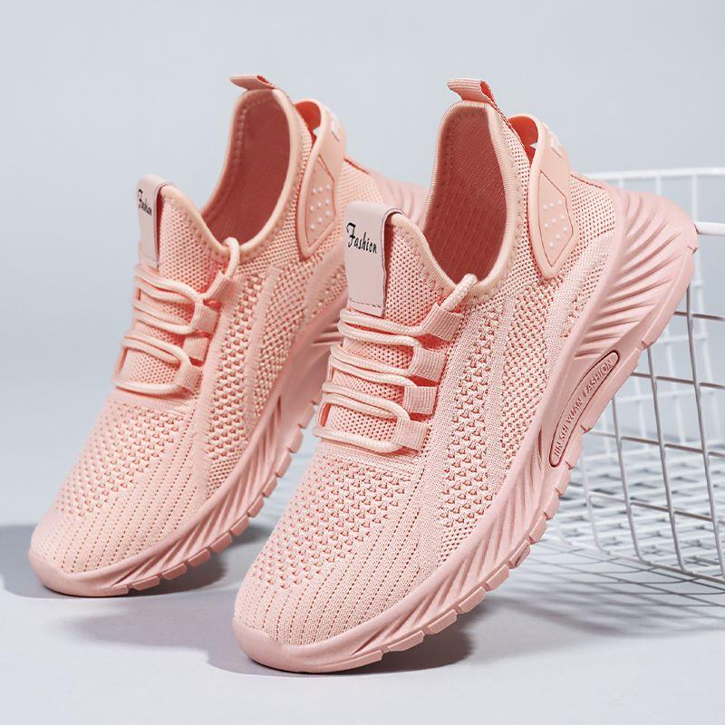 Moda Kadın Spor Ayakkabıları Sonbahar Modası Slip on Yürüyüş Ayakkabıları Bayan Günlük Örme Nefes Alabilen Düz Ayakkabılar Tenis Ayakkabıları