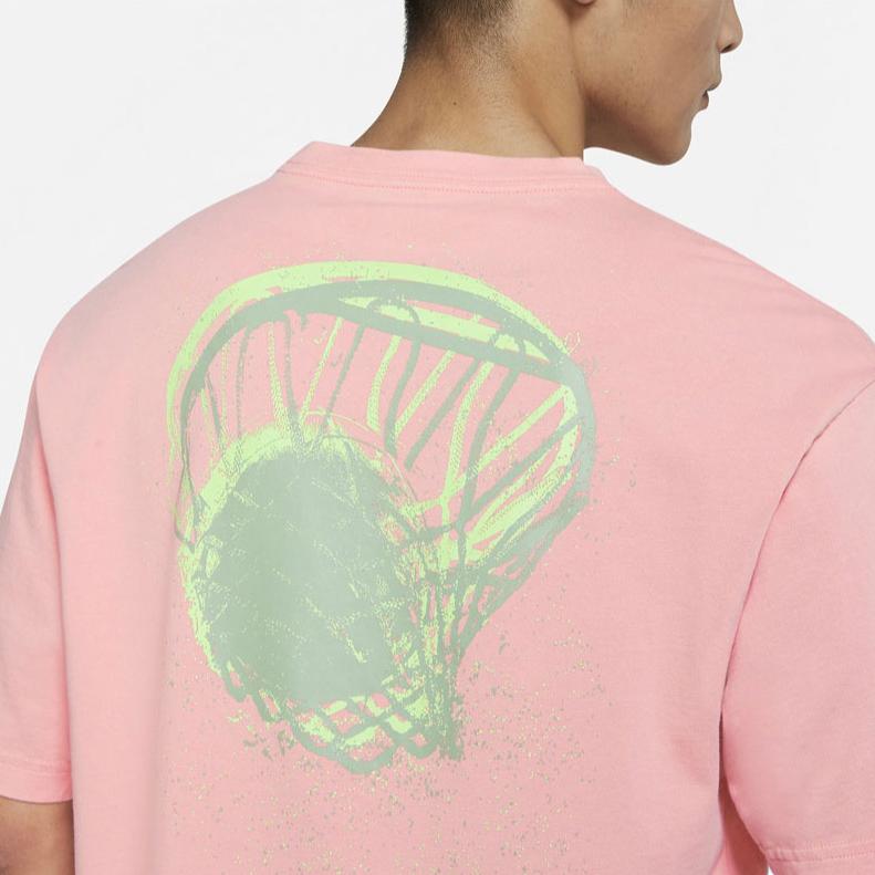 Air Jordan Flight Essentials Washed Print Round Neck Short Sleeve T-Shirt Men Tops Pink CZ8064-693